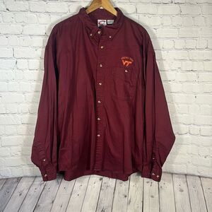 Virginia Tech Mens NCAA Burgundy‎ Orange Button Up shirt size XXL Hokies Cadre